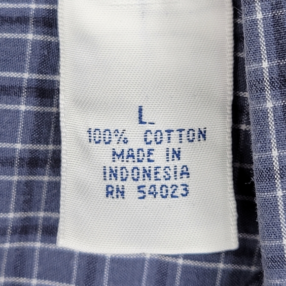 Gap Factory Blue plaid button down shirt, size XL - Picture 5 of 7